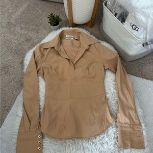 Charlotte Russe Tan Long Sleeve Blouse